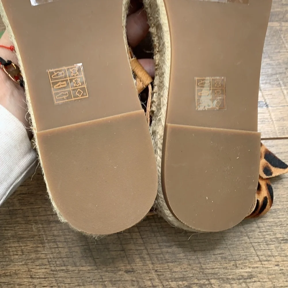 Madewell Leopard Print The Malia Espadrille Calf Hair Sandal sz 9 NWT